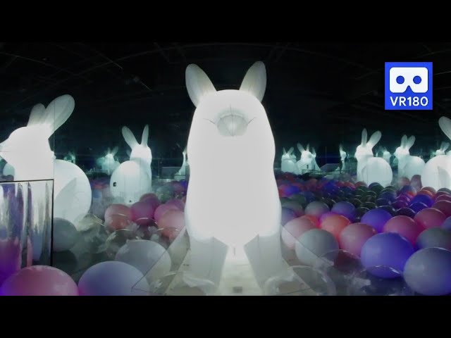 3D 180VR 4K MoonRabbit Huge rabbits and balls go together to express a dreamy moon Modern Art