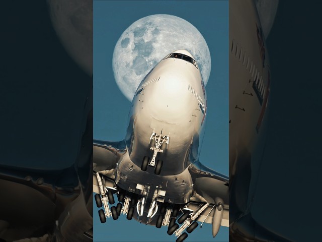 Queen of the sky under the full moon #aviation #airplane #boeing #flight