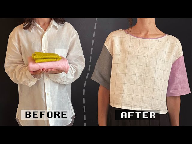 🪷 THRIFT FLIP 🪷 upcycling a color blocked shirt from start to finish