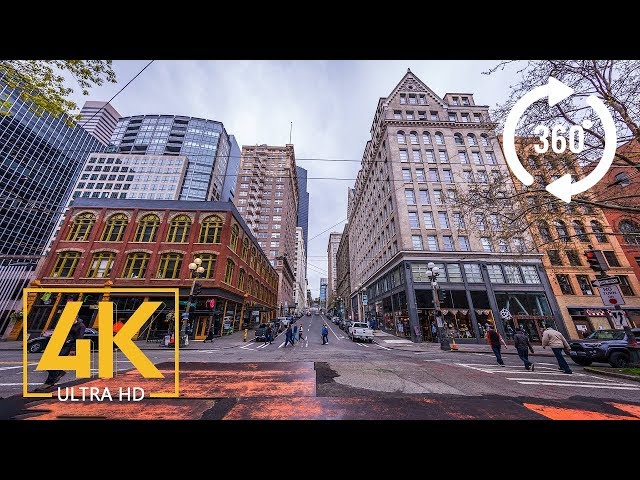 Seattle Downtown - City Tour 360 VR - 4K Video. Part 1 - 1 HR