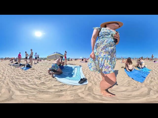 VR 360° Beach Walking | Cabanyal Beach | Virtual 3D Walking Tour | 06 08 2024 | 5.7K 60 FPS