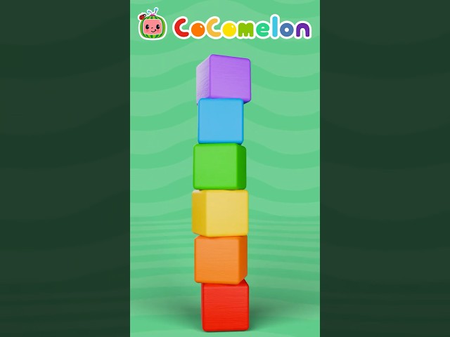 Learn Colors 🟥🟧🟨🟩🟦🟪 with Blocks! Uh oh! Don't knock the tower down! #shorts #cocomelon