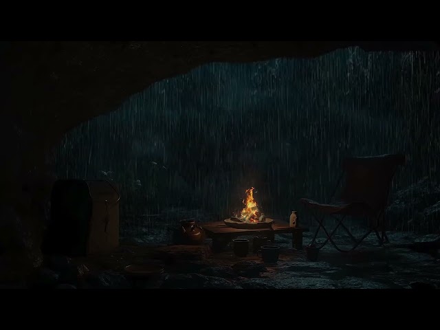 ASMR Fireplace & Gentle Rain Sounds For Sleep | Cozy Ambience for Stress Relief & Relaxation