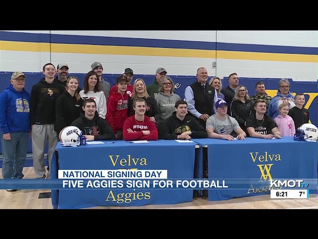 Five Velva-D-A-G football players sign to college programs