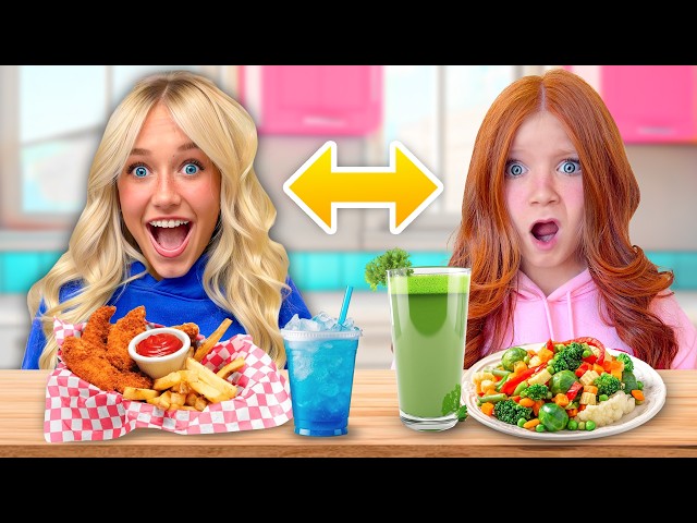 10 SiBLiNGS SWAP DiETS FOR 24HRS!?! 🍎 *MOMS GONE*