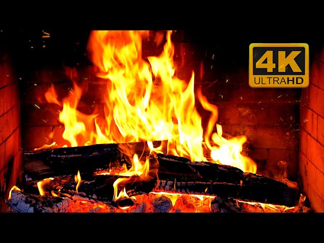 🔥 Fireplace 4K UHD! Fireplace with Crackling Fire Sounds. Fireplace Burning for Home