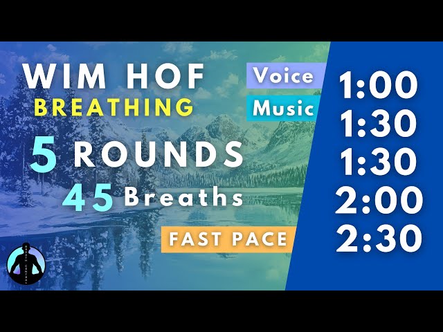 WIM HOF Guided Breathing | 45 Breaths 5 Rounds Fast Pace | Up to 2:30min