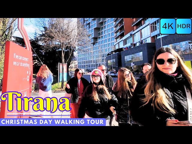 Tiranë Christmas 2nd Day Downtown City Walk  🇦🇱 Street Walking Tour in 4K HDR  | 4K Albania 60fps