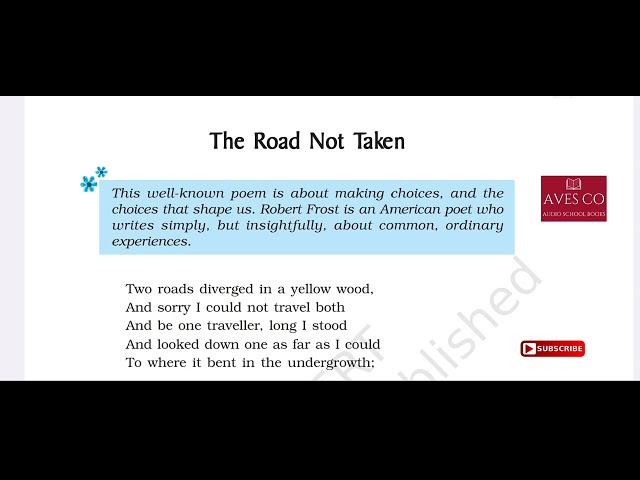 'The Road Not Taken' Class 9 - Chapter 1 NCERT English Audiobook