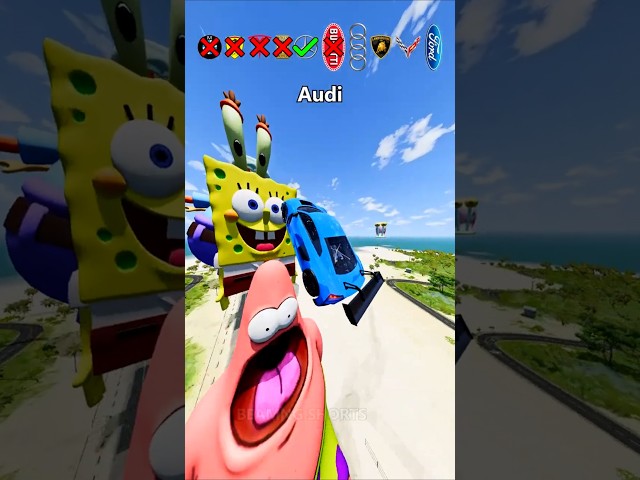 Cars vs Spongebob Squarepants Characters ❌😂 BeamNG.Drive #shorts #beamngdrive