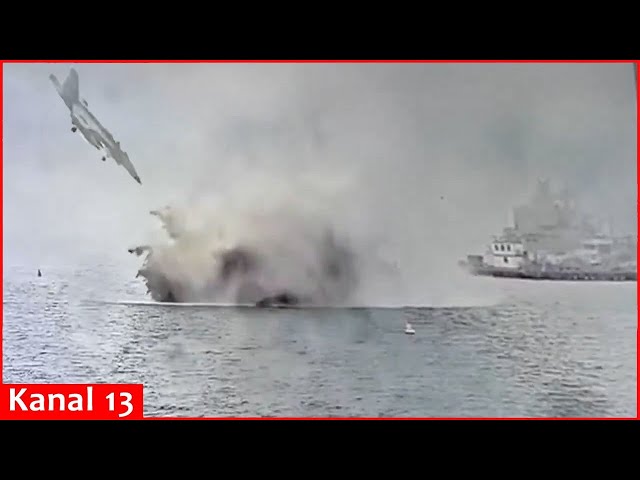 Moment US Navy EA-18 Growler aircraft crashes into sea near San Diego