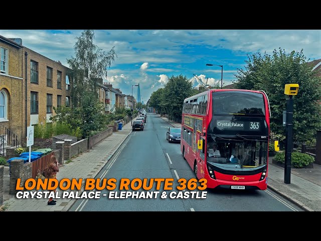 London double-decker bus ride, South London route from Crystal Palace to Elephant & Castle - Bus 363