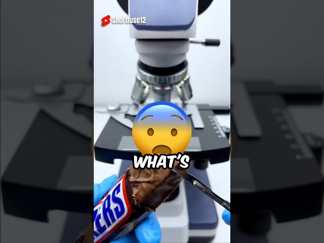 How Snickers looks under the microscope! 😱😨 #Shorts #snickers #snacks