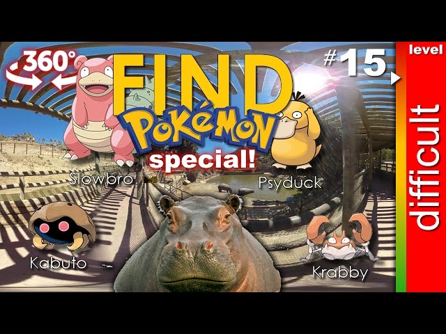 SPECIAL #2 (safari) : find pokemon + secret one with hippotamus (difficult) - 360 video VR. Game 15