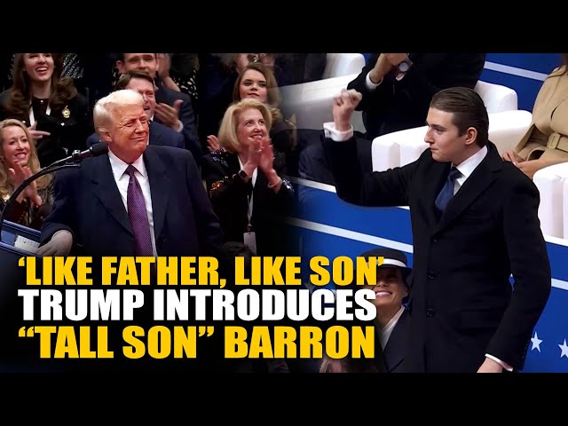 Barron Trump gets huge applause as President Trump introduces him to crowd at Capital One Arena