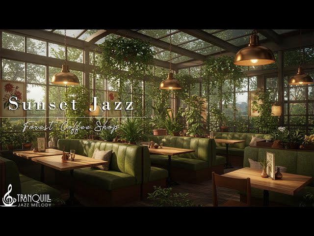 Forest Cafe Jazz Music | Sunset Forest Ambience With Smooth Instrumental Jazz Music For Relaxation