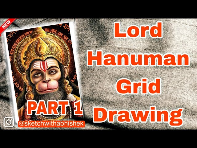 PART 1-Lord Hanuman Ji grid outline drawing || Hanuman ji sketch outline || #hanumanji #art #grid