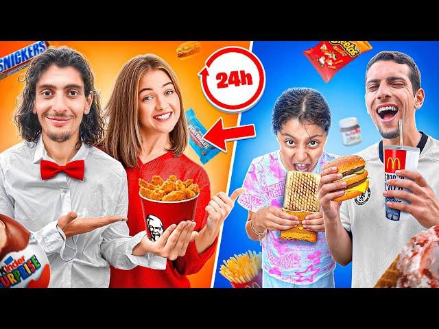 MA COPINE DECIDE CE QUON MANGE PENDANT 24 HEURES ! 🍕🍟🍔🍫 ( ça tourne mal)