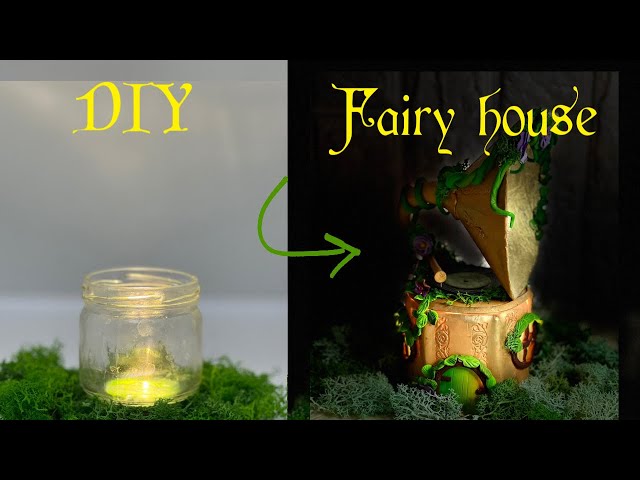 Fairy house in old patephone | Fairy house lamp DIY | Polymer clay tutorial | Stunning decoration