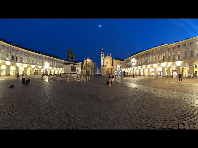 Night Time 360 Degrees Views of Turin, Torino, Italy