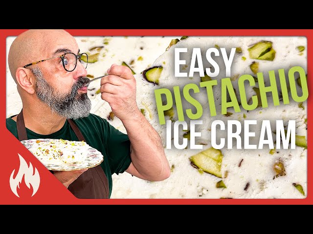 Easy Pistachio Ice Cream (no churn) بستنی پسته به روش آسان و سریع