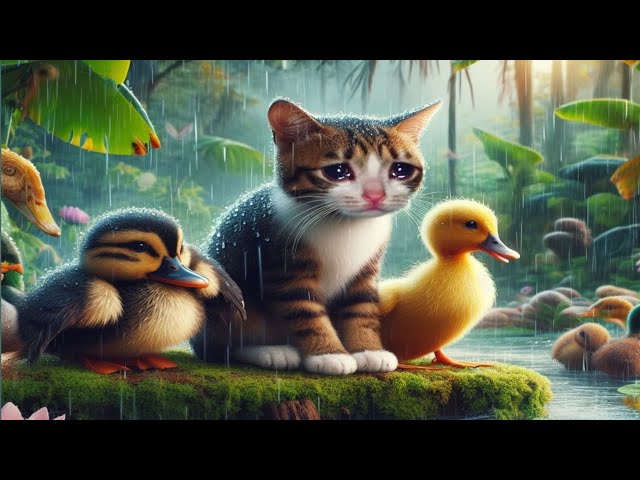 cat and duck funny video | ai cats and ducks story |#cute #catlover #cutecat #meow #aicats #catsong|