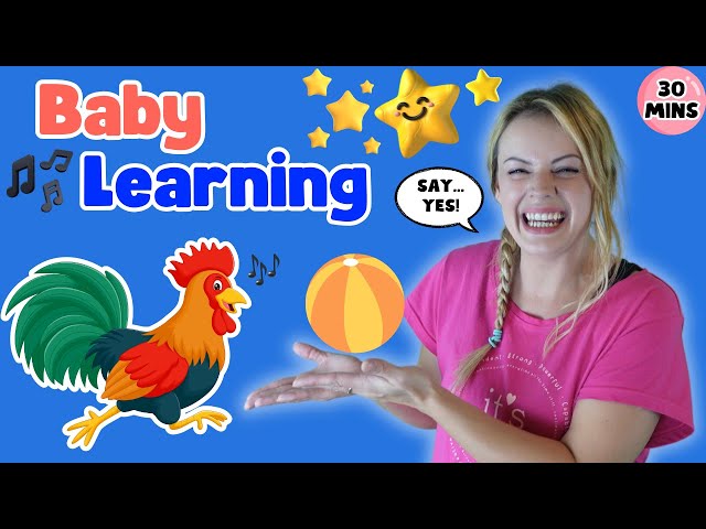 Baby Learning First Words, Signs, Gestures & Nursery Rhymes Toddler Learning Videos + Farm Animals