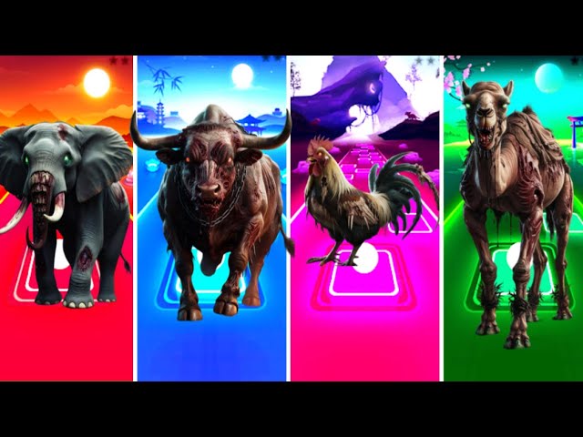 Zombie Rooster 🐔 vs Zombie Elephant 🐘 vs Zombie Cow 🐄 vs Zombie Camel 🐫| DJ WildHop Who is strong?