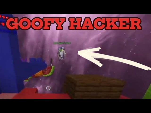 Minecraft goofiest hacker flying in slow mo in Cubecraft