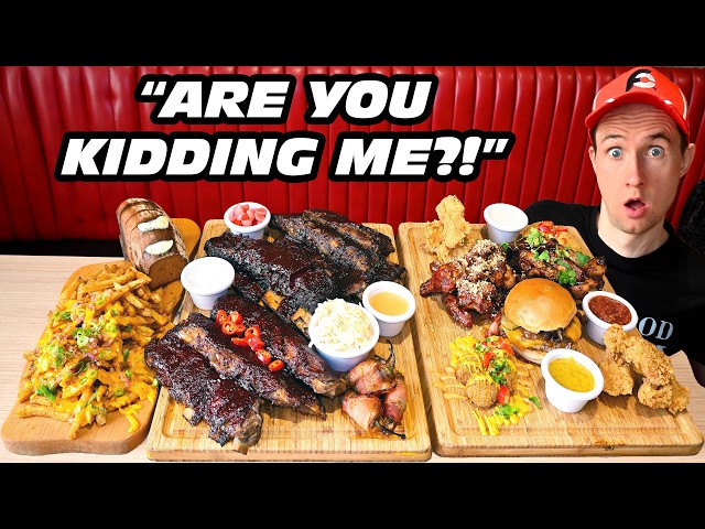 A Famous BBQ Restaurant Challenged Me To Eat EVERYTHING On Their Menu (15 Lbs Of Food!!)