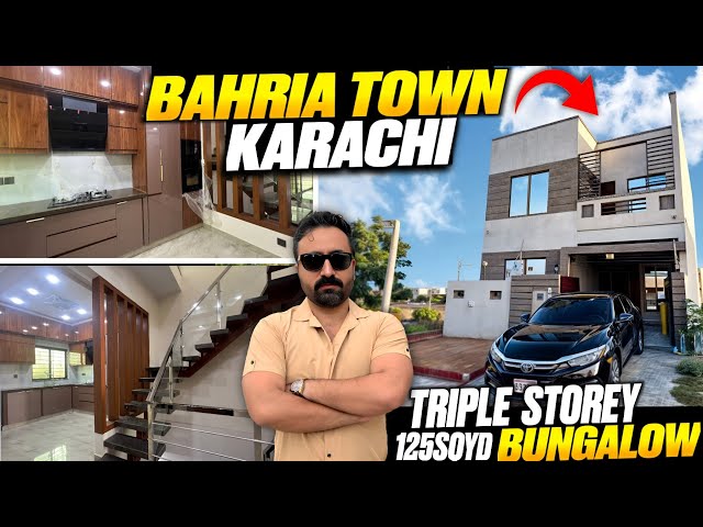 125Sq Yards TRIPLE-SYOREY VILLA HUGE BASEMENT | Bahria Town Karachi | Ali Block Road Category