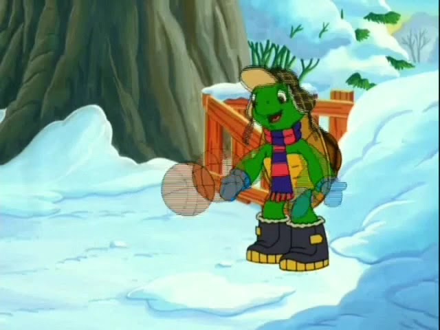 Franklin the turtle jumping ball snow