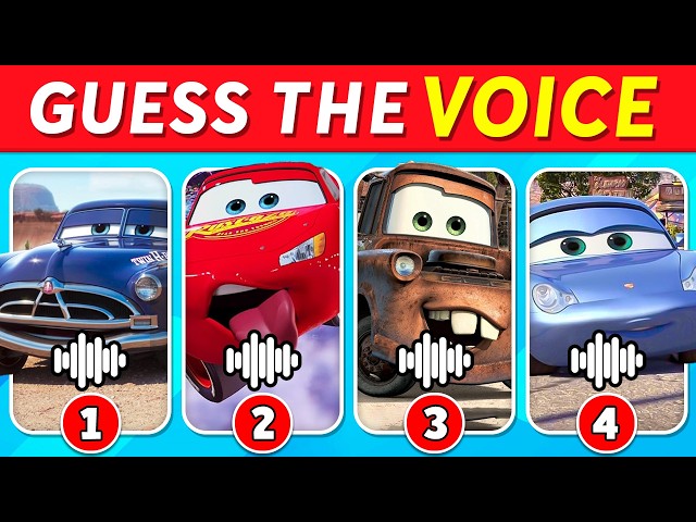 🔊 Guess The Voice! CARS Movie 🚗⚡ Lightning McQueen, Mater, Doc Hudson, Sally Carrera 🏁