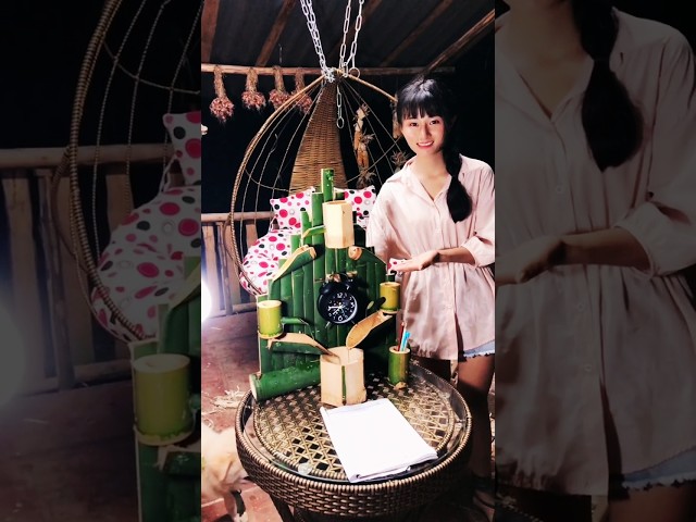 🌿Bamboo Creation: The Girl Builds a GENIUS Relaxation Fountain! 💦🤯