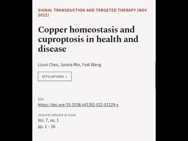 Copper homeostasis and cuproptosis in health and disease | RTCL.TV