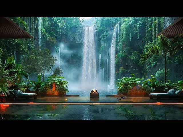 Healing with Waterfall Sound & Bird Singing In Forest Ambience🍃Fall Asleep Instantly w Nature Sounds