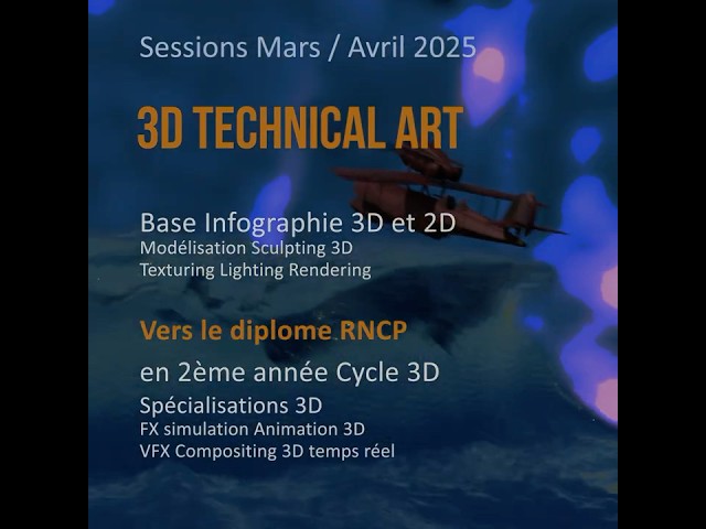 Formation 3D technical Art vers une spécialisation 3D - Diplome RNCP 6 - Bac +3