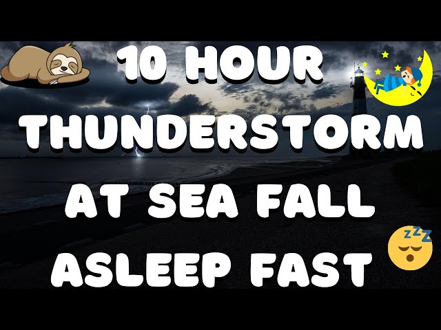 10 Hours Distant THUNDERSTORM At Sea Sleep and Relaxation BLACK SCREEN