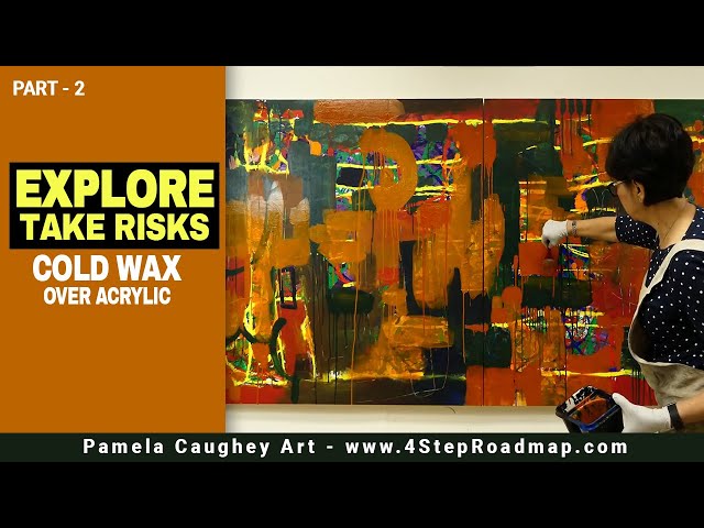 031 - Pamela Caughey - Knocking Back WILD COLOR - Cold Wax and Oil - Part 2 ❤️👩🏻‍🎨