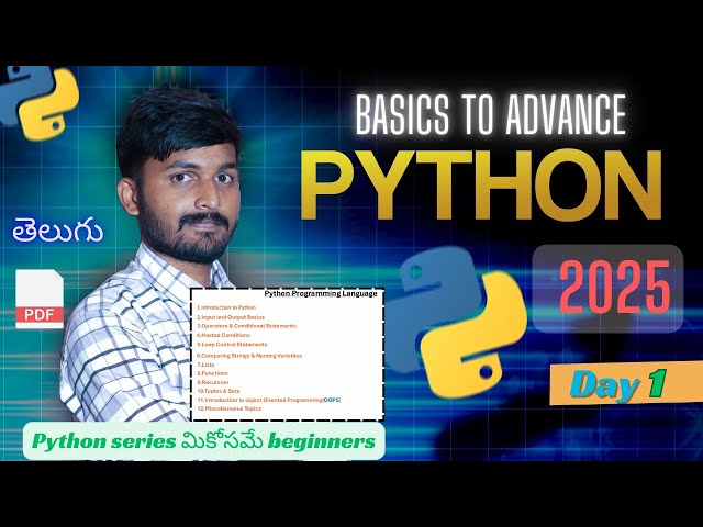 Day 1 | python full course in telugu 2025 | python topics | python for beginners in telugu