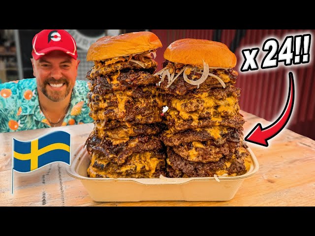 Trying to Eat 24 Swedish Hamburgers to Beat Tasty Bros’ Burger Patty Record Challenge!!