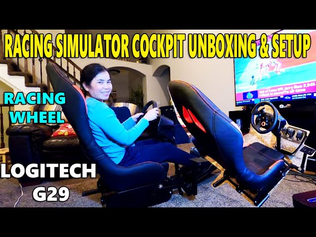 Racing Simulator Cockpit Racing Wheel Stand with Seat Gaming Chair for Logitech G29 Setup &Assembly