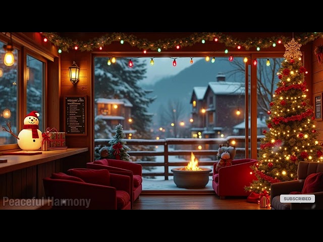 Cozy Winter Ambience with Smooth Jazz Background Music ⛄ Warm Jazz Music & Snowfall for Relax