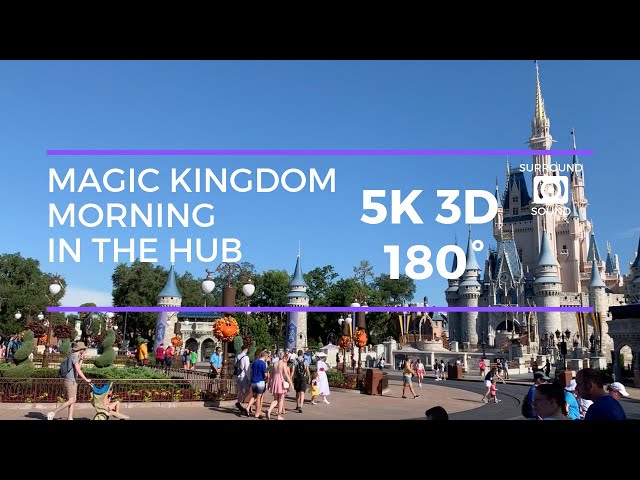 Magic Kingdom Morning in the Hub (5K 3D 180°) with Binaural Sound