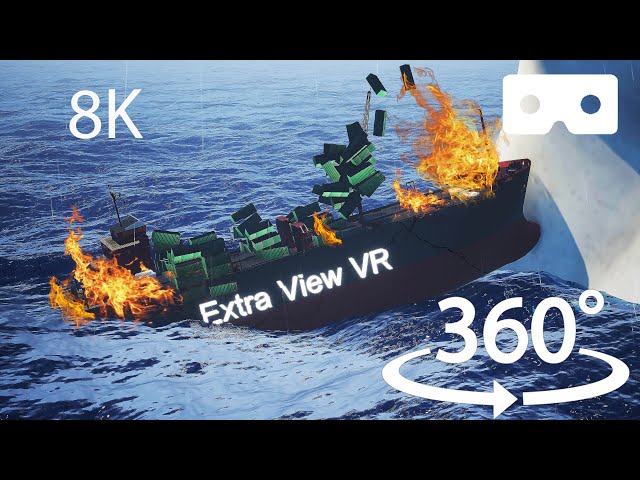 VR 360° SHIP SINKING: Ship Hits Iceberg in Stormy Ocean | Extra View