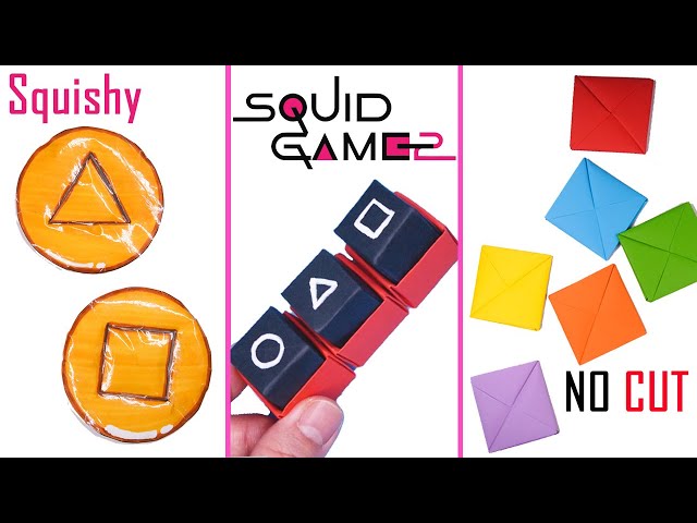 DIY GAMES SQUID GAME || Dalgona squishy Ddakji || A4 NO CUT || SQUID GAME Button Toy