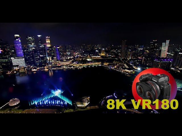 SINGAPORE SKYLINE FROM A POOL IN THE SKY Marina Bay Sands 8K/4K VR180 3D (Travel Videos/ASMR/Music)