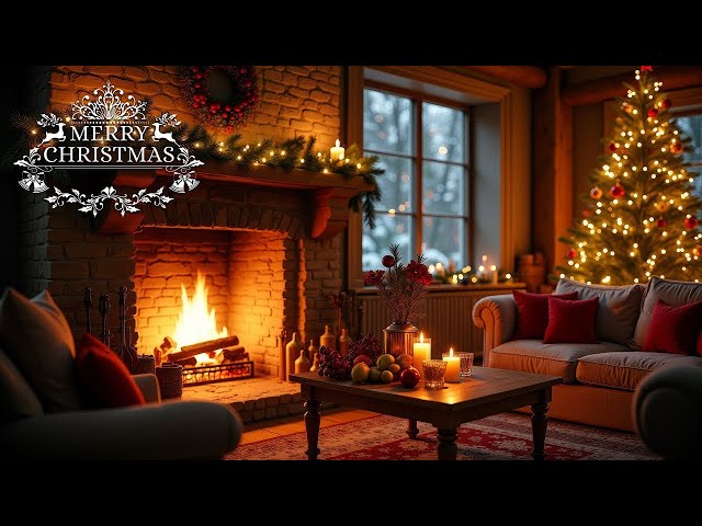 Beautiful Relaxing Christmas Music 🎄 Relaxing Holiday Music with Fireplace 🔥Christmas Ambience