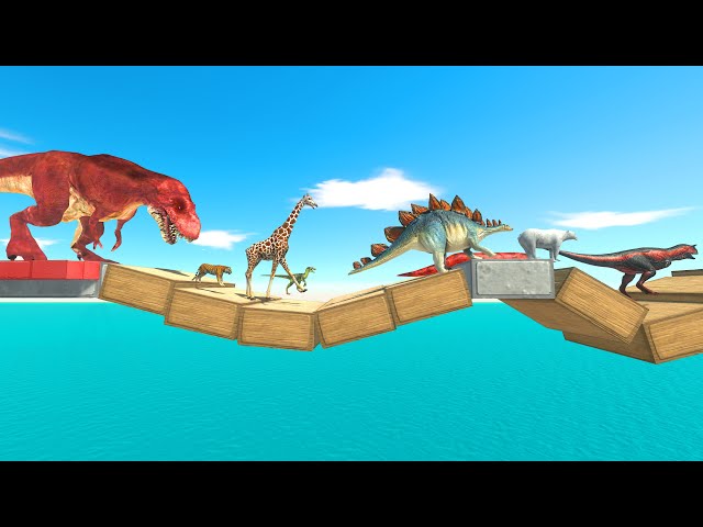 Unstable Bridge Challenge: Escape From The Tyrannosaurus Rex - Dinosaurs Challenge