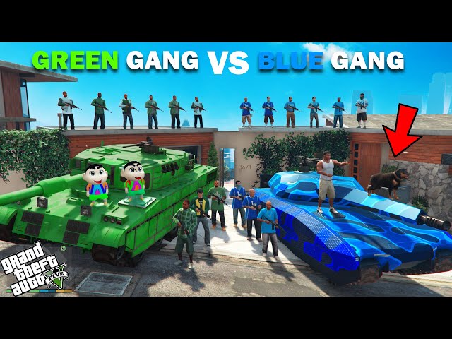 Shinchan Green Gang VS Franklin Blue Gang Military Tank Challenge In GTA 5!